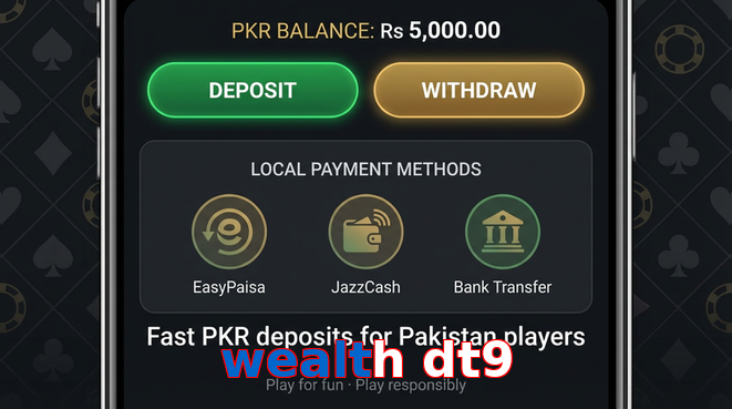 Deposit and withdrawal screen with PKR methods